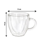 Small heart glass mug size 8 cm height, 11 cm width