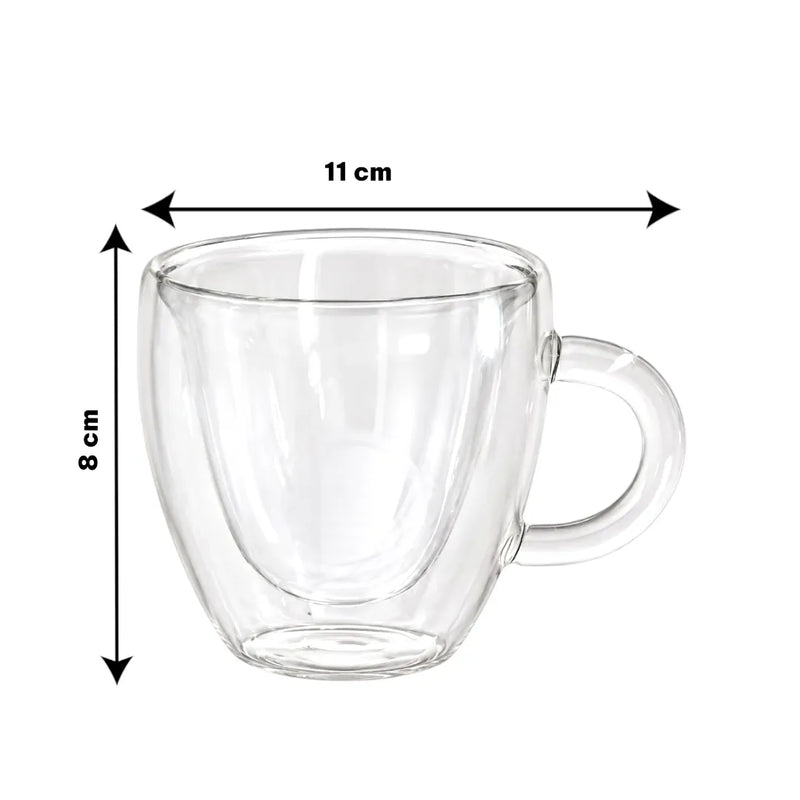 Small heart glass mug size 8 cm height, 11 cm width