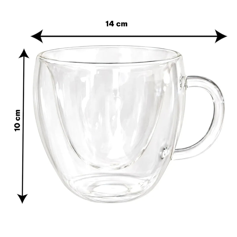 Large heart glass mug size 10 cm height, 14 cm width