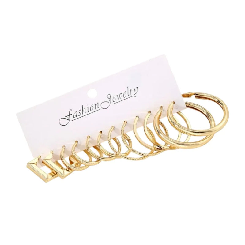 Versatile 6-piece gold hoop earring collection available on Spotngrab Lebanon.