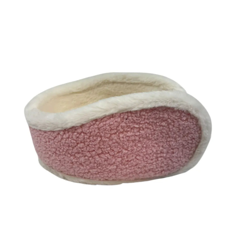 Pink full-coverage fleece behind-the-head earmuffs