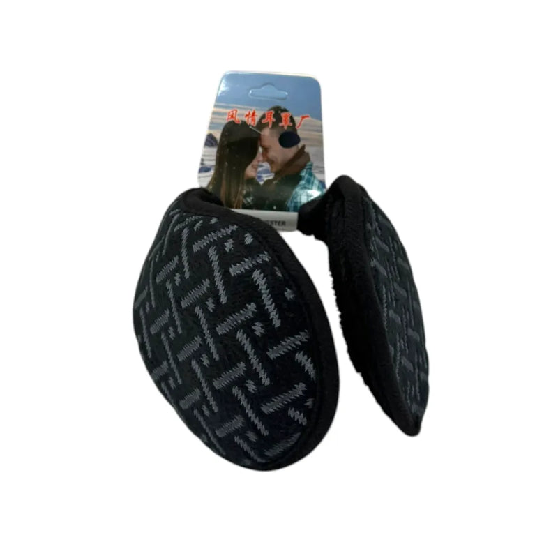 Black unisex knit winter earmuffs