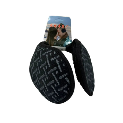 Black unisex knit winter earmuffs