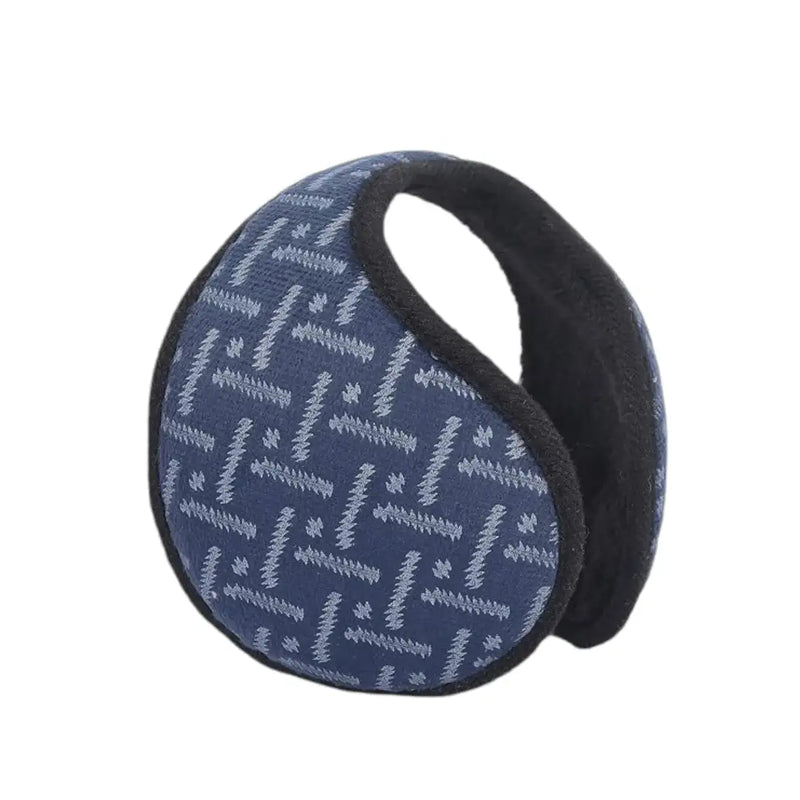 Blue knit earmuffs side details