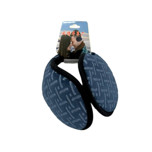 Blue unisex knit winter earmuffs
