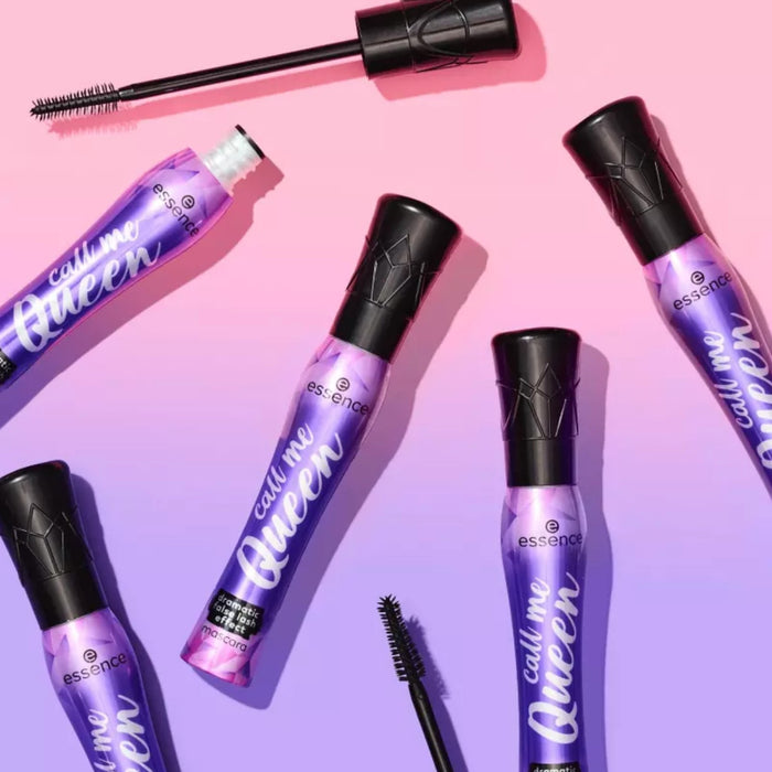 Essence Call Me Queen Mascara – bold black tube with precision elastomer brush for dramatic false lash effect and intense volume