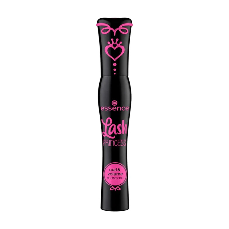 Essence Lash Princess Curl and Volume mascara bottle in sleek black with pink script lettering and heart crown design on Spotngrab Lebanon.