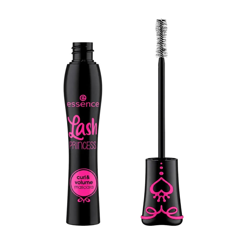 Essence Lash Princess Curl and Volume mascara bottle in sleek black with pink script lettering and heart crown design on Spotngrab Lebanon.