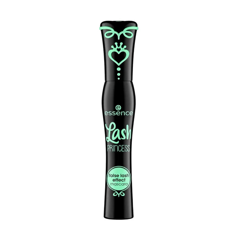 Essence Lash Princess False Lash Effect mascara bottle in sleek black with mint green script lettering and heart crown design on Spotngrab Lebanon.