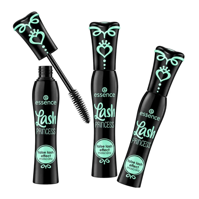 Essence Lash Princess False Lash Effect mascara bottle in sleek black with mint green script lettering and heart crown design on Spotngrab Lebanon.