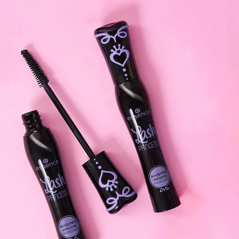 Essence Lash Princess Sculpted Volume Mascara – purple and black tube with curved sculpted brush for precise volume and bold lash definition