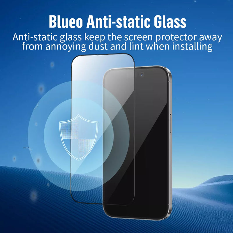 Blueo Full Cover HD Glass Screen Protector for iPhone 16 Pro Max 6.9 – anti-static, HD clarity, scratch-resistant, available at SpotNGrab Lebanon.