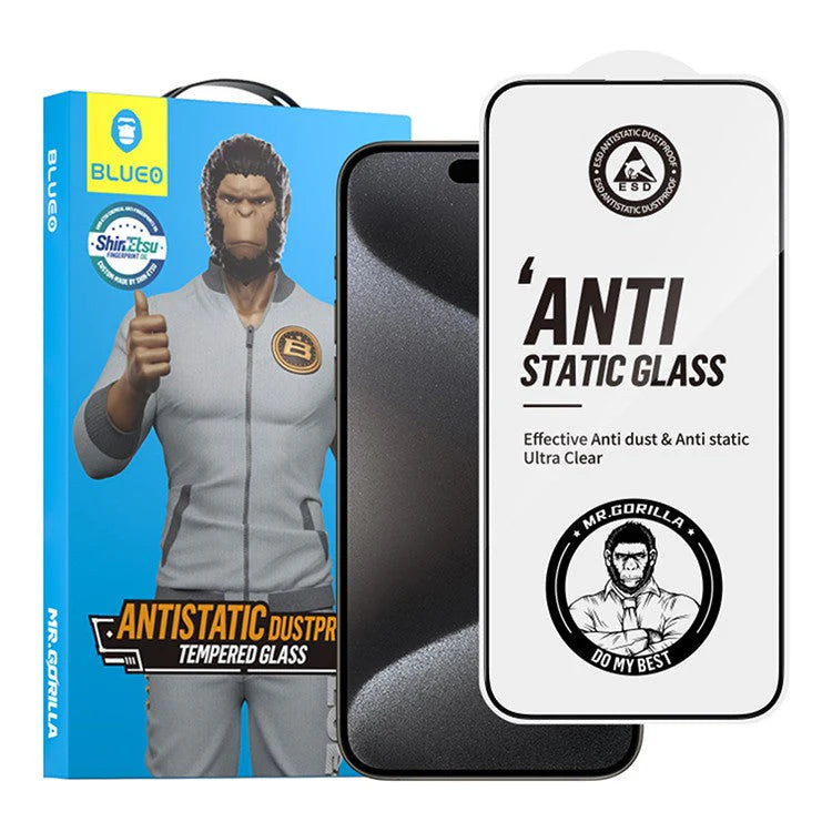 Blueo Full Cover HD Glass Screen Protector for iPhone 15 Pro Max 6.7 – anti-static, ultra-clear, available at SpotNGrab Lebanon.