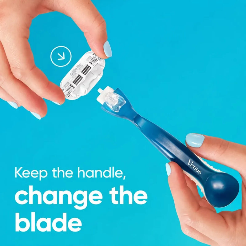 Gillette Venus Smooth women's razor kit with 1 teal handle and 2 refill cartridges on Spotngrab Lebanon.