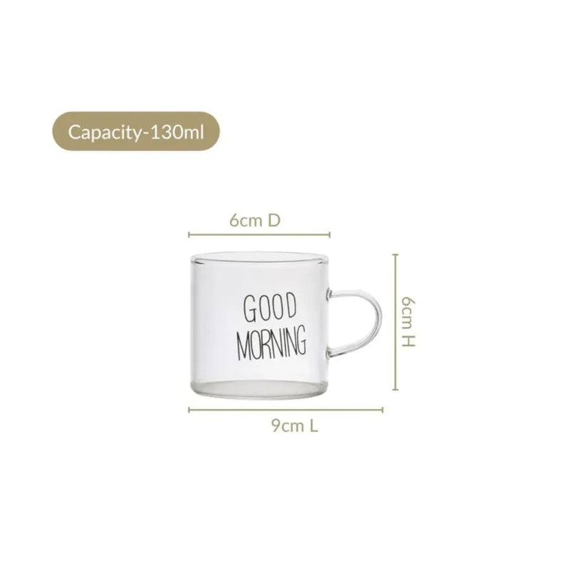 Good Morning glass cup set of 6 in Lebanon – 130ml transparent espresso and tea cups on Spotngrab.
