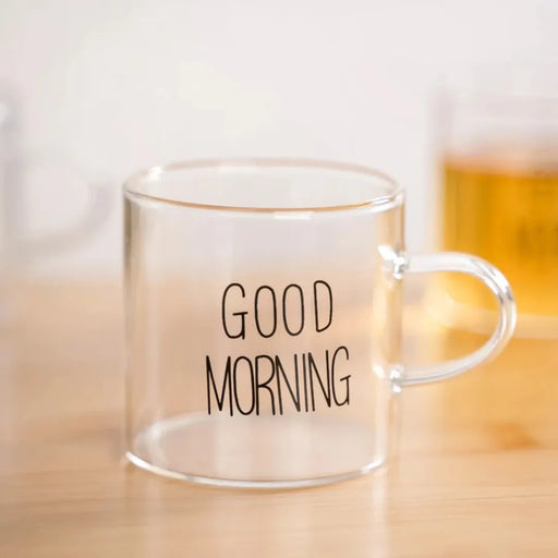 Good Morning glass cup set of 6 in Lebanon – 130ml transparent espresso and tea cups on Spotngrab.