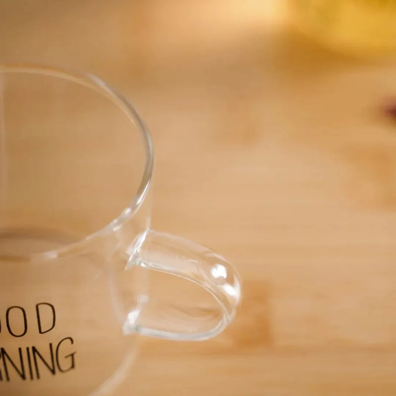 Good Morning glass cup set of 6 in Lebanon – 130ml transparent espresso and tea cups on Spotngrab.