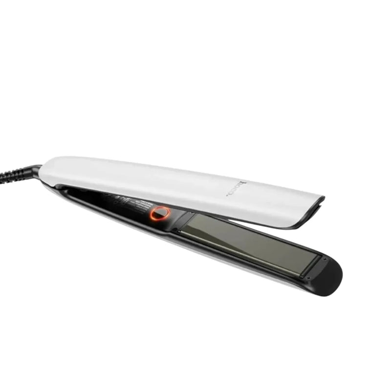 Hoco HP47 2-in-1 hair straightener and curler displaying ceramic plates and curved styling barrel on Spotngrab Lebanon.