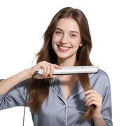Hoco HP47 2-in-1 hair straightener and curler displaying ceramic plates and curved styling barrel on Spotngrab Lebanon.