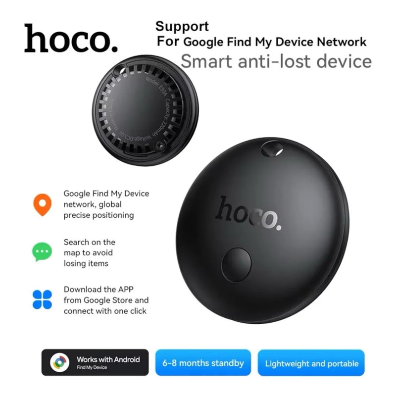Hoco E93a Tag Smart Finder displaying its compact circular minimalist design and lanyard loop on Spotngrab Lebanon.