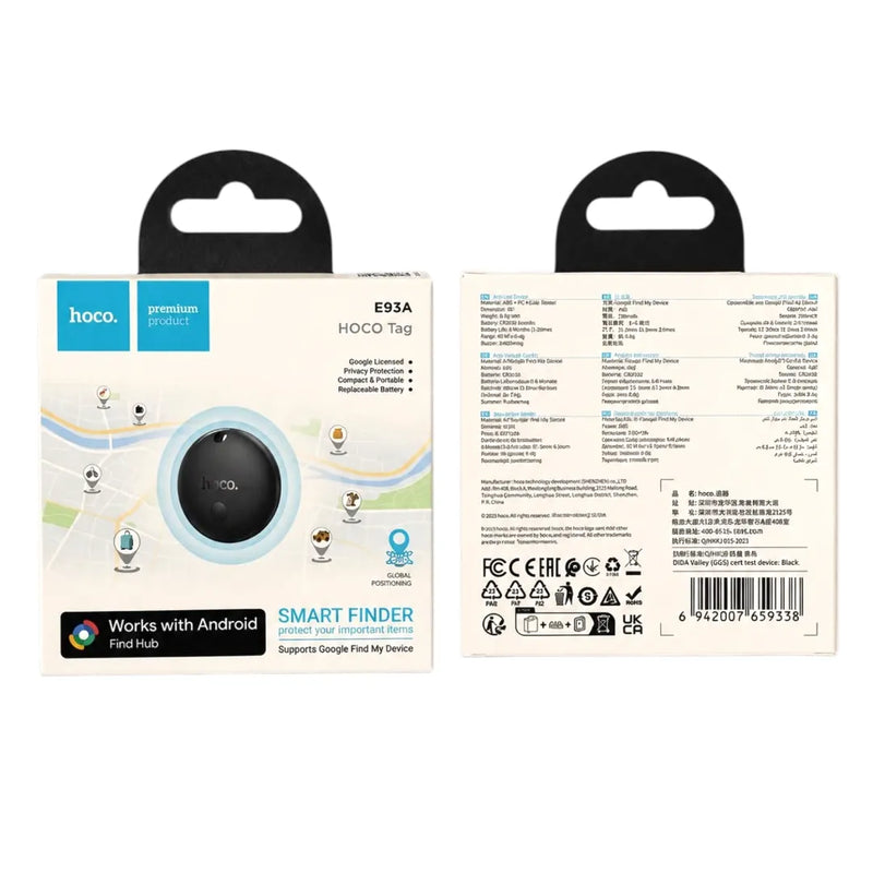 Hoco E93a Tag Smart Finder displaying its compact circular minimalist design and lanyard loop on Spotngrab Lebanon.