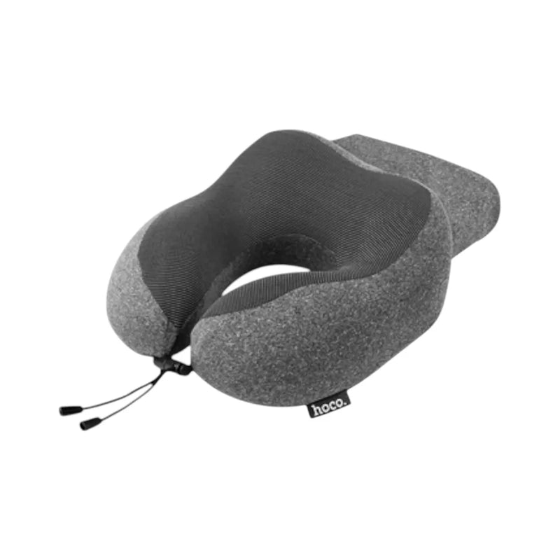 Hoco HX70 U-shaped memory foam travel pillow showing its ergonomic neck contour and front adjustable locking cord on Spotngrab Lebanon.