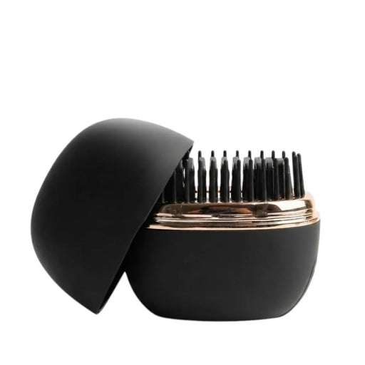 JY-602 USB-rechargeable wireless hair straightening brush in matte black and rose gold with protective cap on Spotngrab Lebanon.