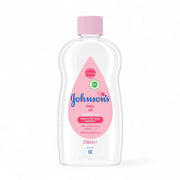 Johnson's Baby Oil 200ml – gentle moisturizing oil in clear bottle with pink cap, ideal for baby massage and dry skin care
