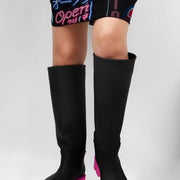 Black contrasting chunky sole knee high boots from Spotngrab Lebanon
