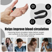 Black U-shaped LI4 acupressure hand clip shown worn on the hand and isolated on Spotngrab Lebanon.