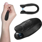 Black U-shaped LI4 acupressure hand clip shown worn on the hand and isolated on Spotngrab Lebanon.