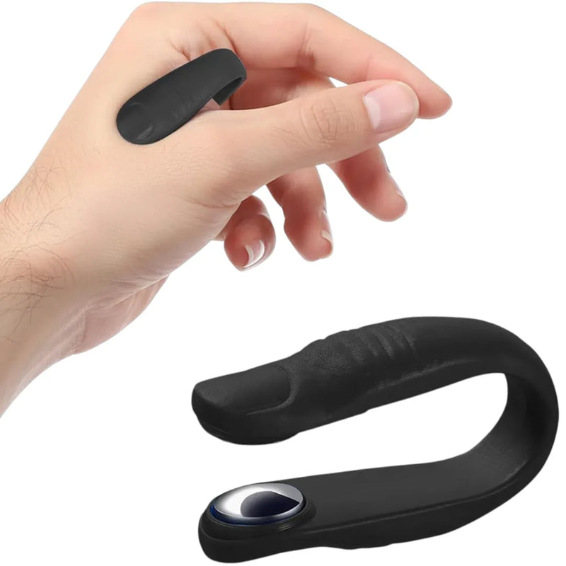Black U-shaped LI4 acupressure hand clip shown worn on the hand and isolated on Spotngrab Lebanon.