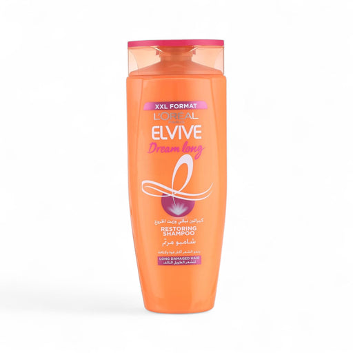 L'Oréal Elvive Dream Lengths Restoring Shampoo XXL – pink bottle for long, damaged hair with keratin, castor oil, and vitamins