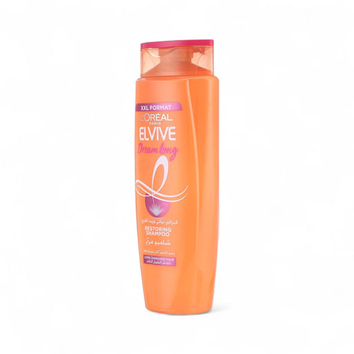 L'Oréal Elvive Dream Lengths Restoring Shampoo XXL – pink bottle for long, damaged hair with keratin, castor oil, and vitamins