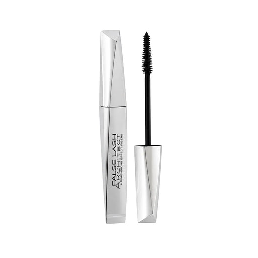 L'Oréal Paris False Lash Architect 4D mascara in silver faceted tube with applicator wand on Spotngrab Lebanon.