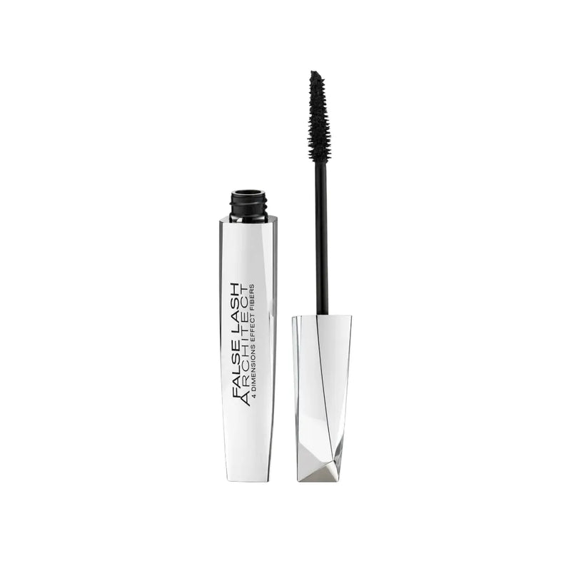 L'Oréal Paris False Lash Architect 4D mascara in silver faceted tube with applicator wand on Spotngrab Lebanon.