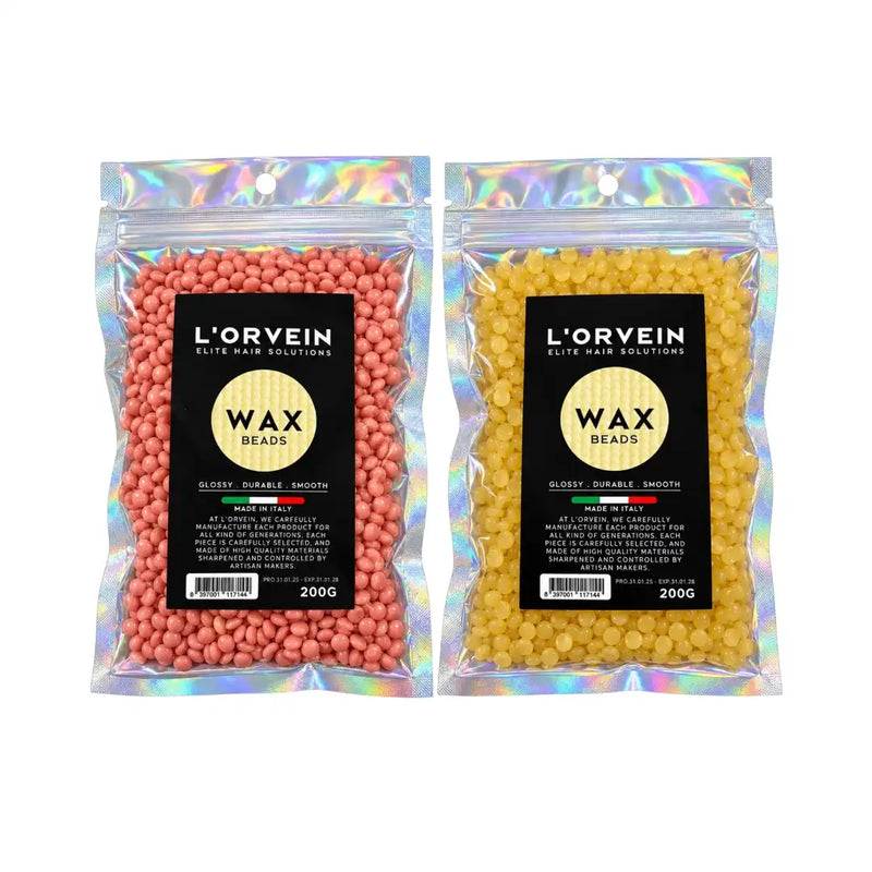 L'Orvein Elite Hair Solutions Wax Beads 200g packaging bag displaying hard wax beans on Spotngrab Lebanon.