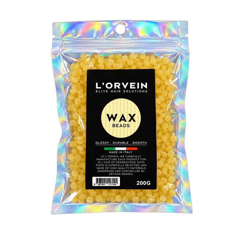 L'Orvein Elite Hair Solutions Wax Beads 200g packaging bag displaying hard wax beans on Spotngrab Lebanon.
