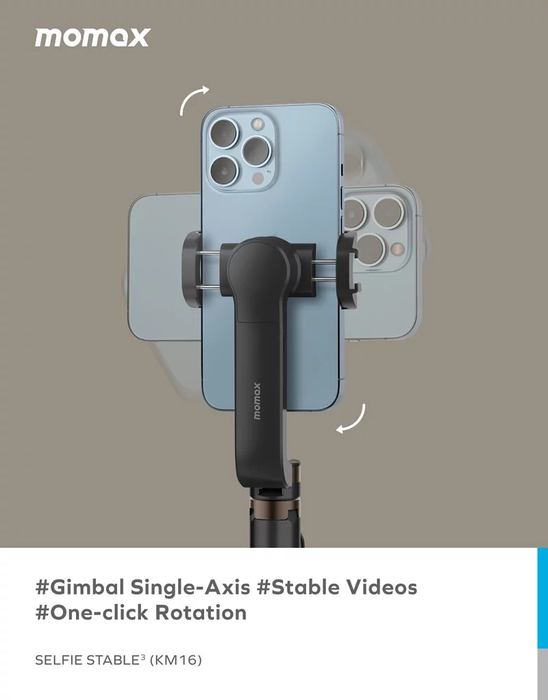 Momax Selfie Stable 3 Smartphone Gimbal With Tripod - Black