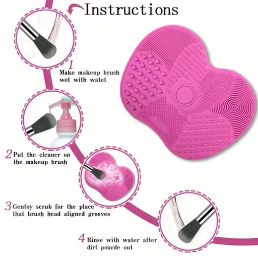 Silicone makeup brush cleaning mat with suction cups on a bathroom sink in Lebanon at spotngrab
