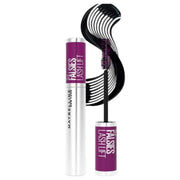 Maybelline The Falsies Lash Lift mascara in silver metallic tube with purple cap and open brush wand on Spotngrab Lebanon.