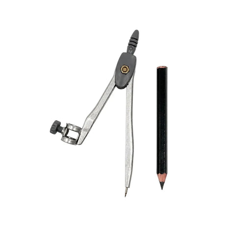 YX V90 metal geometry compass set  showing the compass and black wooden pencil on Spotngrab Lebanon.