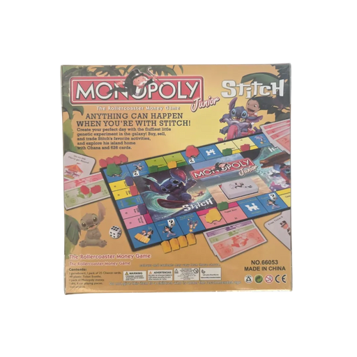 Official Monopoly Junior Disney Stitch Edition board game box for kids on Spotngrab Lebanon.