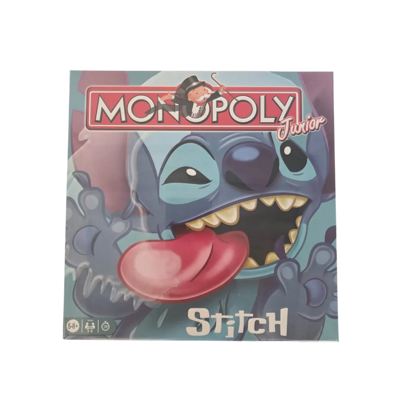 Official Monopoly Junior Disney Stitch Edition board game box for kids on Spotngrab Lebanon.