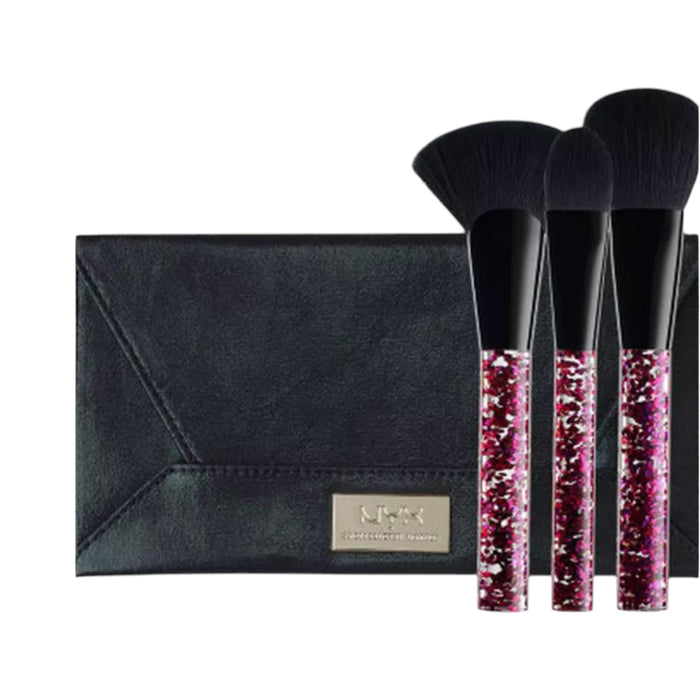 NYX Best Face Forward 3-Piece Brush Kit with Clutch – Face Brushes Set available at spotngrab lebanon 