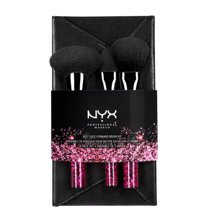 NYX Best Face Forward 3-Piece Brush Kit with Clutch – Face Brushes Set available at spotngrab lebanon 