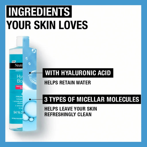 Neutrogena Hydro Boost Triple Micellar Water bottle with hydrating formula available at spotngrab lebanon