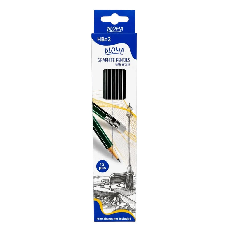 Pack of 12 Ploma HB=2 graphite pencils in their original retail box on Spotngrab Lebanon.