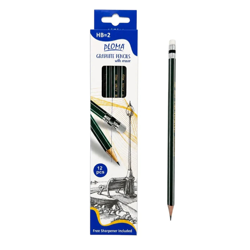 Pack of 12 Ploma HB=2 graphite pencils in their original retail box on Spotngrab Lebanon.