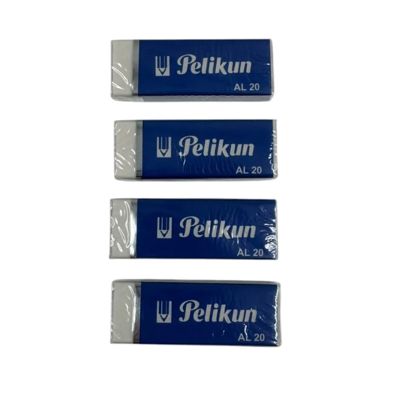Set of 4 Pelikan AL 20 white pencil erasers with blue protective sleeves on SpotNGrab Lebanon